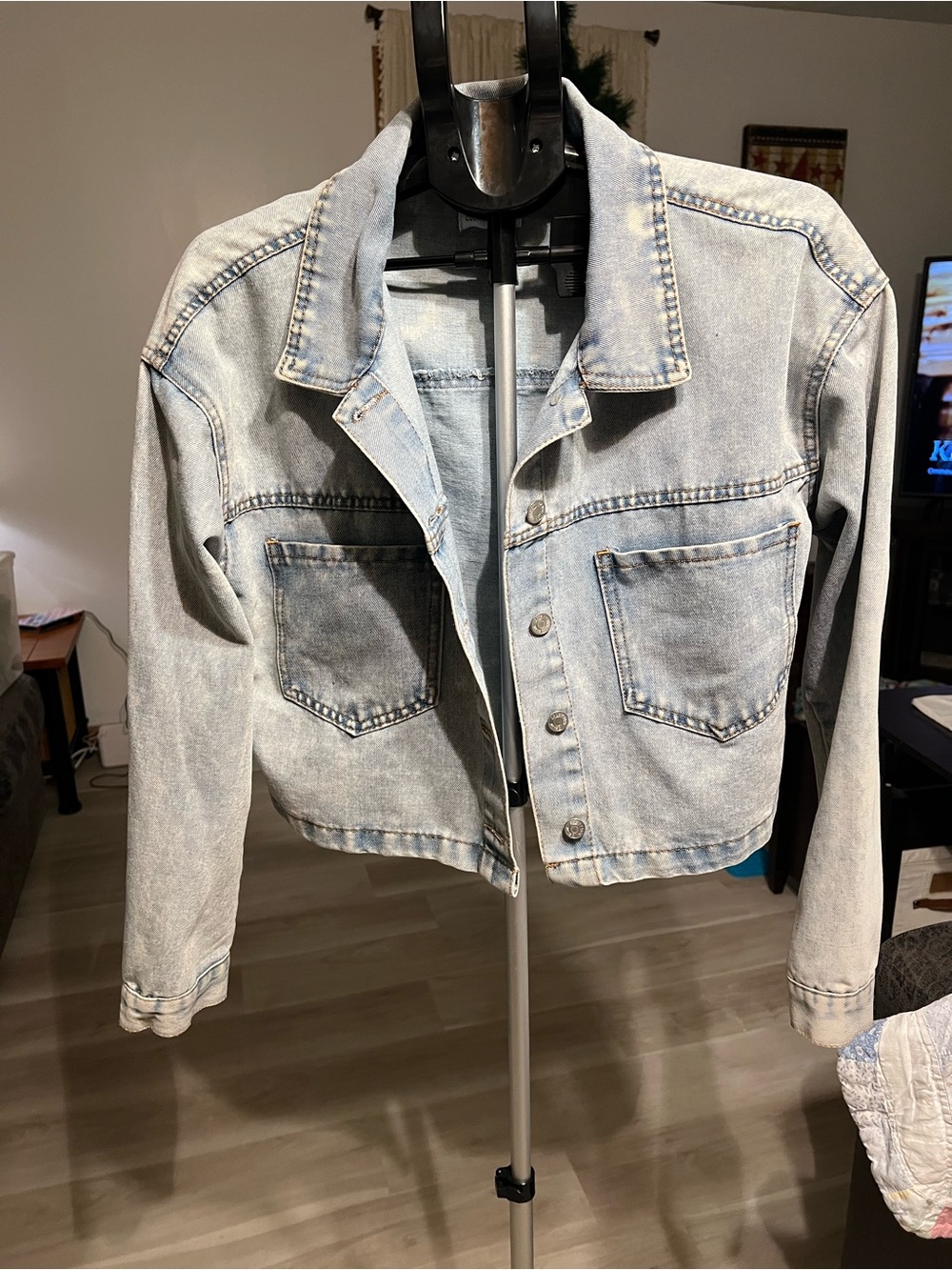 Ci Sono Light Blue Cropped Denim Jacket